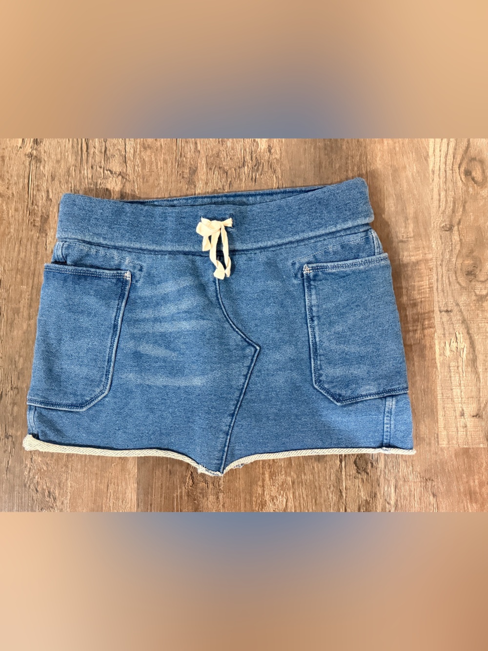 Ralph Lauren Blue Denim Pull-On Shorts with Cream Drawstring